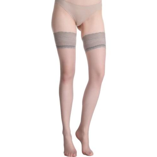 Sexy Womens High Stockings Lace Top Silicon Strap Anti-skid Thigh Nightclub Medias De Mujer Stockings Female Erotic Lingerie