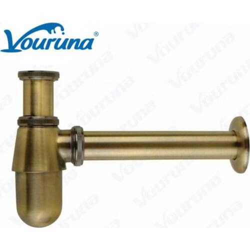 Antique Bronze Siphon Bottle Traps Pop up Basin Waste Drain Basin Faucet P-Traps Waste Pipe Into the wall drainage Plumbing tube