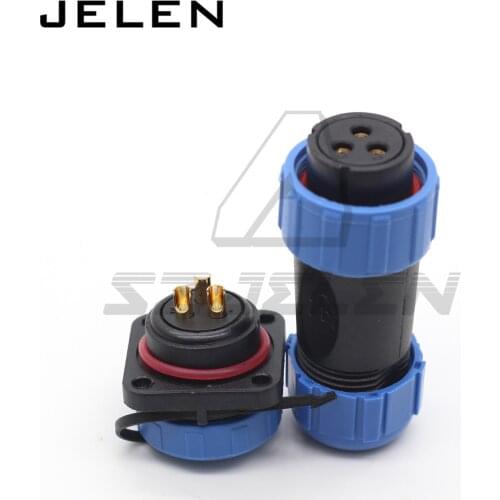 SP21 waterproof connector plug and socket with flange 4 hole3 pin IP68 Automotive connector power cable connector