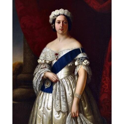 Old artist primitive high-quality perfect hand-painted oil art on canvas: Melville for Queen Victoria