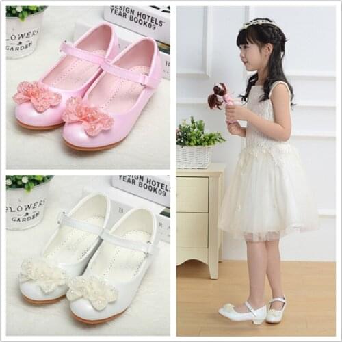Fashion girls dress leather shoes high heel child shoes Girl Shoes Leatherette Round Toe With Imitation Pearl 707-7