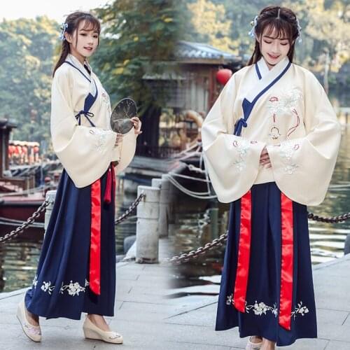 Heavy industry embroidered double-layer cross collar jacket skirt Pipa sleeve waist length Ru skirt performance suit