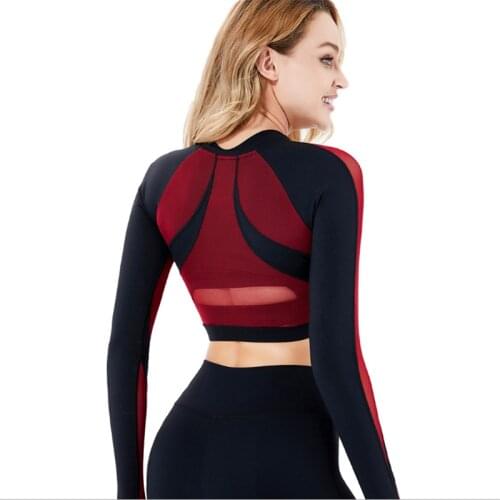 New type hollow-out beauty back shockproof collection high elasticity fitness long sleeve yoga top with chest pad Yoga tops