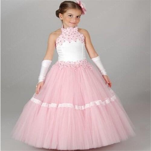 Gorgeous Flower Girl Dress Sleeveless Tulle With Cute Girls Pageant Backless Kids Formal Holy Communion Birthday Gowns