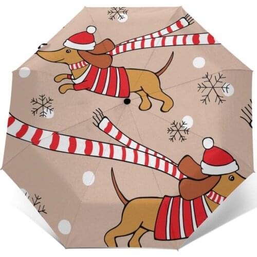 Wind Resistant Folding Automatic Umbrella Women Auto Hipster Dachshund Puppy Pug Dog Windproof Umbrellas Rain For Men Parasol