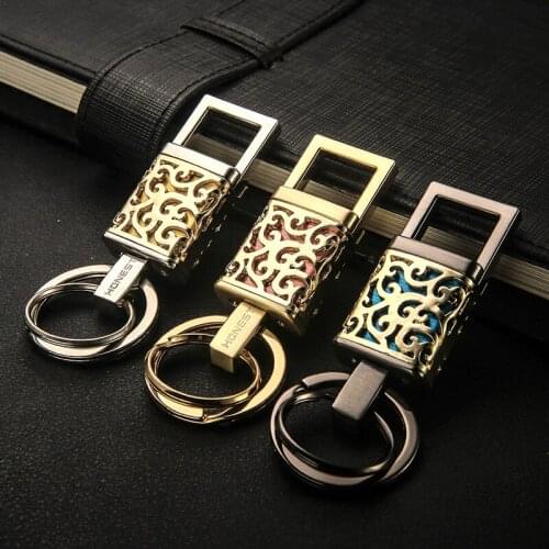 High-grade metal double-ring rotary pendant motorcycle ring key chain car brand For Ford Honda BMW Audi Peugeot car key chain