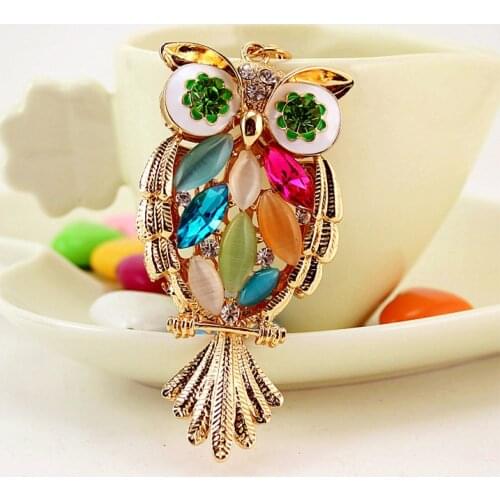 High quality NEW Fashion Owl shape Keychain Charm Crystal Vintage Owl Choker Cute Keychaines Flawless Ornaments Keychain Gift