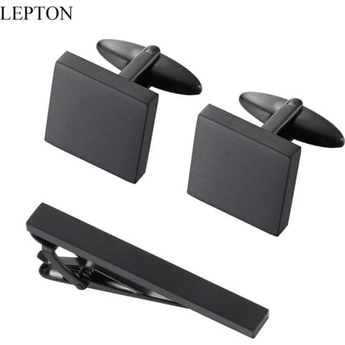 Lepton Matte Black Stainless Steel Cufflinks Classic Shirt Tuxedo Cufflink For Mens Wedding Business Gifts Cuff Links Gemelos