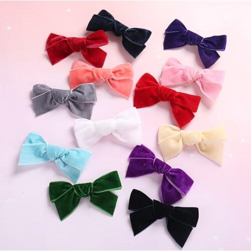 13colors Kids Girls Hair Clips Fashion Velvet Bows Hair Accessories For Kids Girls Head Wear 15 pcs Knot Bows Hairpins Hair Wear