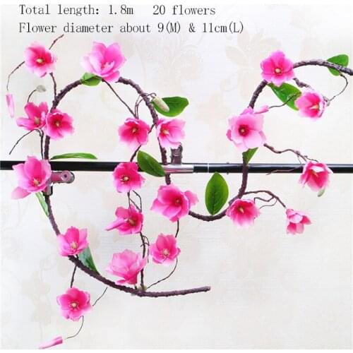 1.8m magnolia artificial flower vine foam rattan silk flowers DIY weddding wall flower string for garden party home decoration