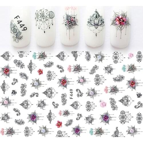 1 Sheet Black Necklace Jewelry Design Water Transfer Sticker Nail Art Decals DIY Fashion Wraps Tips Manicure Tools