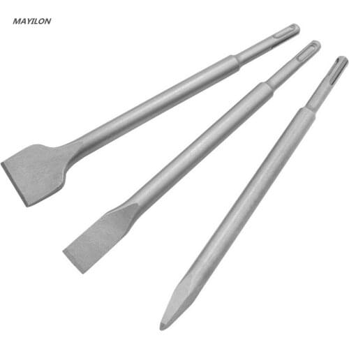 4 Pcs/Set SDS Plus Flat Chisel Point Chisel Bit Impact Drill Hammer Drill Concrete Wall Bit Hand Tool for Electric Hammer Chisel