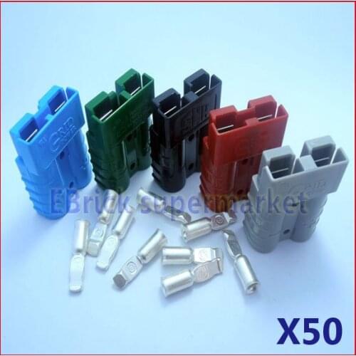 50 pcs New 50A 600V Power Connector Battery Plug+terminals for E-bike forklift electrocar,five color
