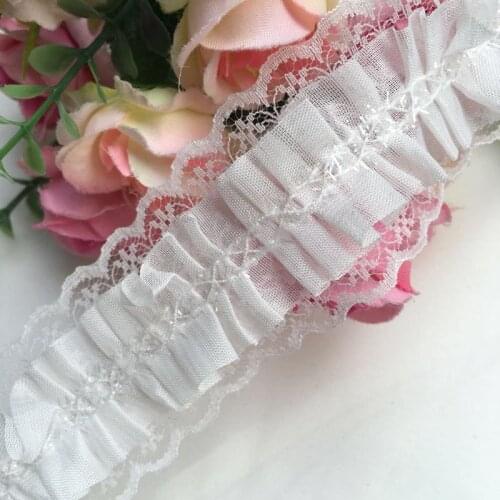5Y/lot french laces fabrics high quality tulle french pleated lace DIY material