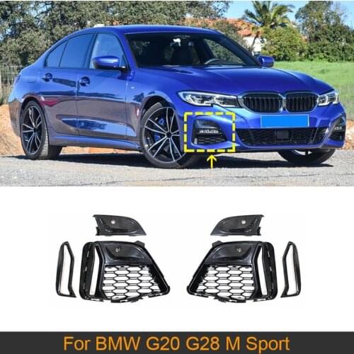 Gloss Black Front Fog Light Cover Trim for BMW 3 Series G20 G28 M Sport 2019 2020 ABS Bumper Front Fog Light Grille Trim Sticker