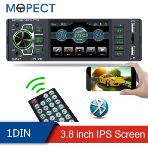 Bluetooth 1din Car Radio Stereo receiver 3.8 Inch IPS Screen autoradio Mp5 Car Stereo FM Radio Player Steering Wheel Controls