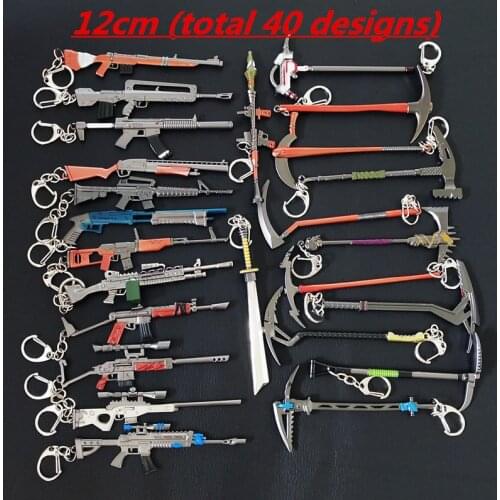 12cm Fortress Night Keychain Cosplay Jewelry SCARL AWM AKM Gun Model Alloy Weapons Keychain 40 Designs Options