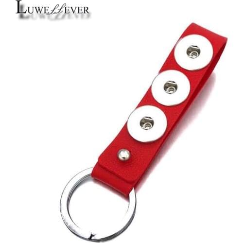 Fashion 035 PU Leather Key Chains Fit 18mm Snap Button Keychain Jewelry For Men Women Keyrings Candy Colors Keychains