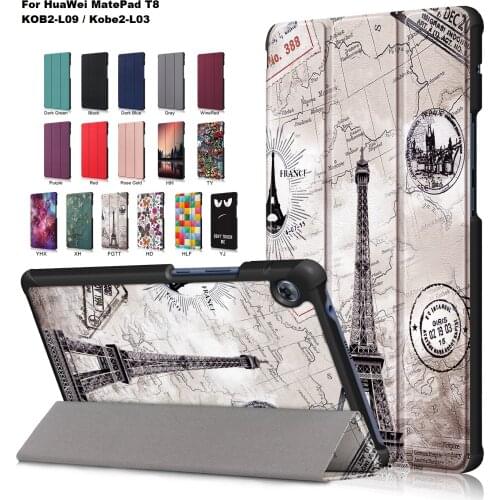 Case For Huawei Matepad T8 8.0 inch Smart Painted Fold Leather Magnetic Protective Tablet For Matepad T8 Case Kobe2-L03 Kob2-L09