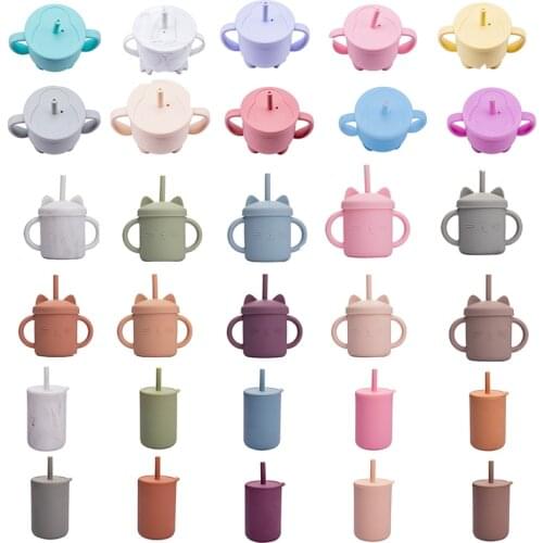Let‘s make Water Cup With Straw Baby PBA Free Feeding Cup Cat Ears Leakproof Water Bottle Foldable Silicone Cup Childrens Goods