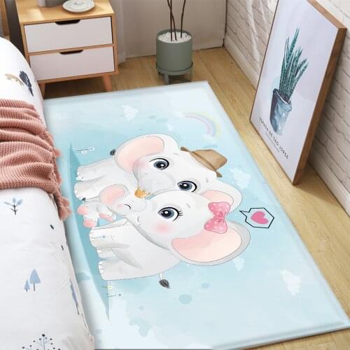 Dropshipping Carpet Balloon Cute Elephant Pattern Non-Slip Baby Play Children Flannel Baby Hand Print Rectangle Children Carpet