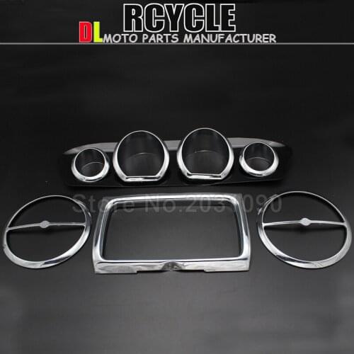 Chrome Inner Fairing Trim Kit + Gauge Trim Kit + Radio Trim Bezel Kit For Harley Touring Electra Street Tri Glide 2014-2016
