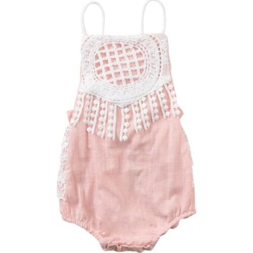 0-18M Newborn Baby Girls Princess Bodysuits Lace Flowers Sleeveless Backless Jumpsuits