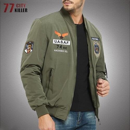 Military Bomber Jacket Men Autumn Casual Thick Warm Mens Baseball Jackets Embroidery Cotton-padded Army Clothes chaquetas hombre