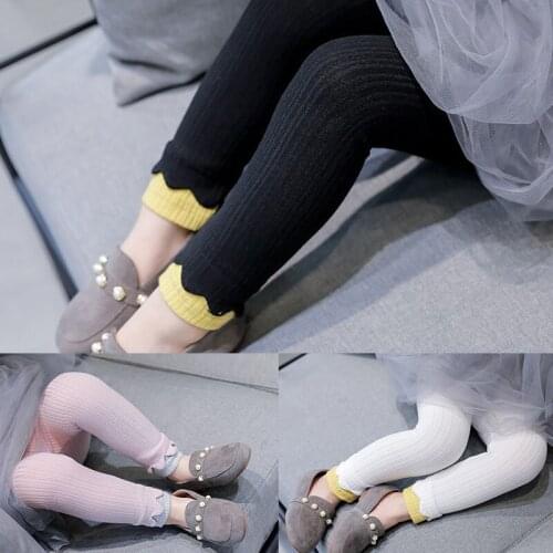 Height 100-140cm Childrens Clothing Korea Striped Candy Color2020 Spring Autumn Girls Leggings Elastic Waist Stretch Long Pants