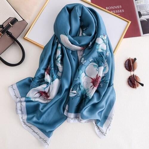 2019 Brand Designer Floral Silk Scarf Women Summer Print Shawls and Wraps Pashmina Foulard Femme Soft Sjaal Bufandas Mujer New