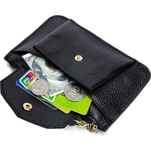 Fashion Womens Genuine Leather Mini Coin Purse First Layer Cowhide Card Case Holder Wallet Clutch Short Zipper Small Change Ba