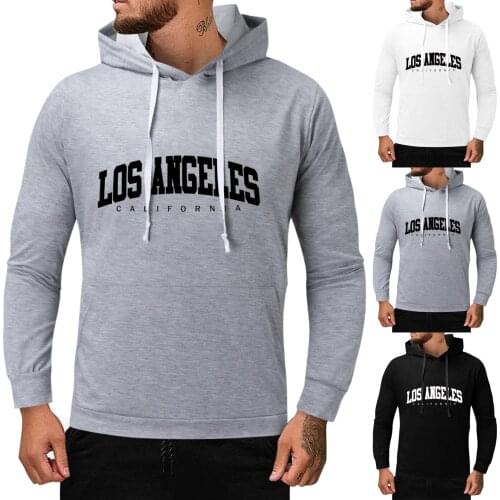 Mens Sweater Fall/winter Sports Sweater Los Angeles Mens Letter Print Long Sleeve Hoodie Casual Polyester Hoodie Sweater