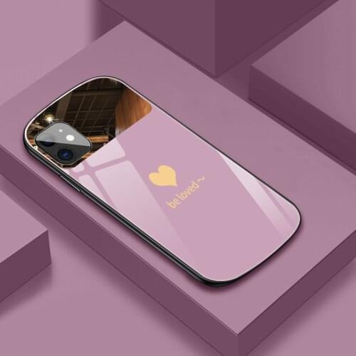 Oval Heart-shaped Tempered Glass Phone Case For iPhone 11 12 Pro Max XR X XS Max 8 7 6s 6 Plus SE 2020 Mirror Silicone Cover