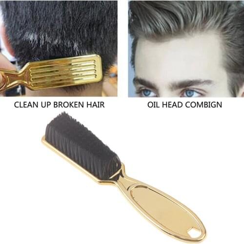 Professional Scissors Cleaning Brush Retro Oil Head Brush Sweep Neck Salon Cleaning Hair Brush Gold Handle Comb Men Barber Tools