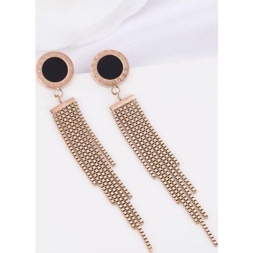 Vintage Letter Titanium Steel Tassel Earrings Temperament Chain Earring for Women 2021 Decorations for Girls Wholesale