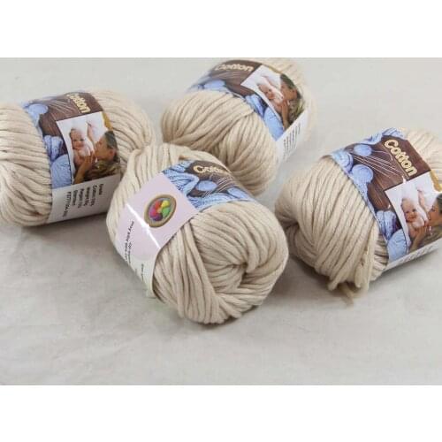 Sale 4 Ball x 50g Super Soft Pure Cotton Chunky Shawl Hand Knitting Womens Yarn Cream 422-28-4