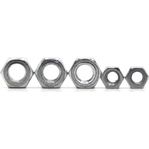Hexagon Hex Nuts Metric M2 M2.5 M3 M4 M5 M6 M8 M10 M12 M14 M16 M18 M20 M22 M24 Zinc Plated Carbon Steel Hex Nuts