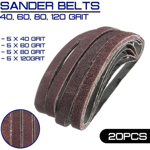 20pcs/Pack Sander for Air Belt Sander 13mm x 457mm Powerfile Sanding Belts Paper Mixed Grit 40 60 80 120