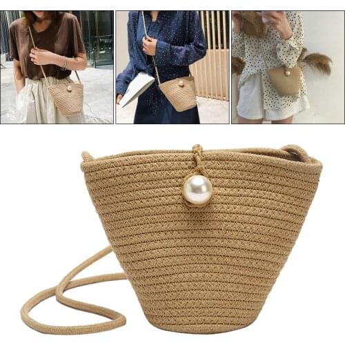 Girls Straw Shoulder Bag Bohemia Dumpling Rattan Handbag Vocation Woven Tote