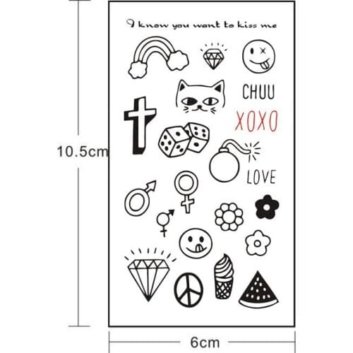 Waterproof Temporary Tattoo Sticker lovely Cartoon cat cross Flash Tatoo Fake Tatto Wrist Foot hand For Girl Men Women kids
