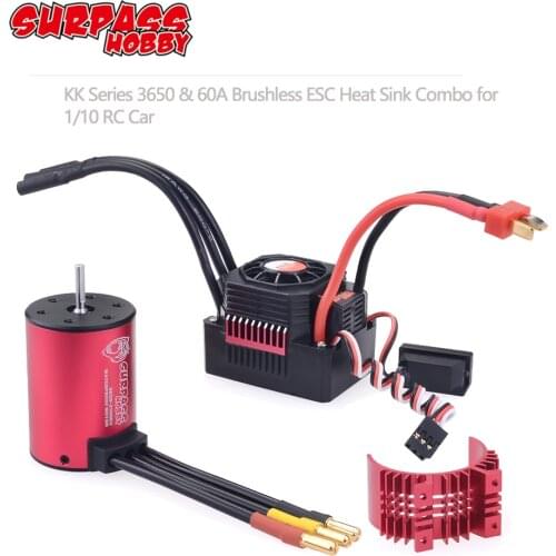 Surpass Hobby 3650 1650KV 2050KV 2300KV 3100KV 3600KV 4500KV 5200KV Brushless Motor w//Heat Sink 60A ESC for RC 1/10