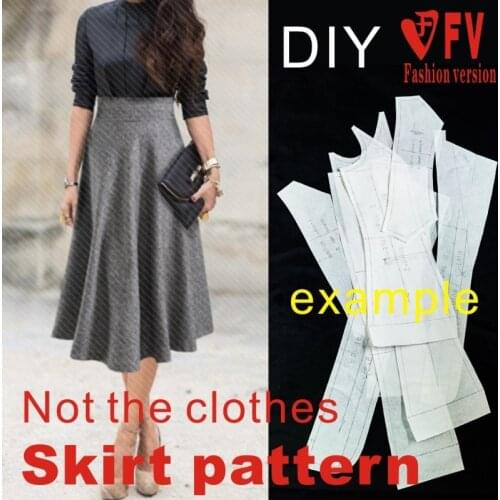Cutting drawing womens mid-high waist autumn and winter woolen material long skirt 1:1 garment making pattern BBQ-16