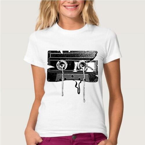 Womens T Shirt New Cool Rock&Roll Punk T-shirt Top Tee Yearn Cassette Memories Harajuku Vintage