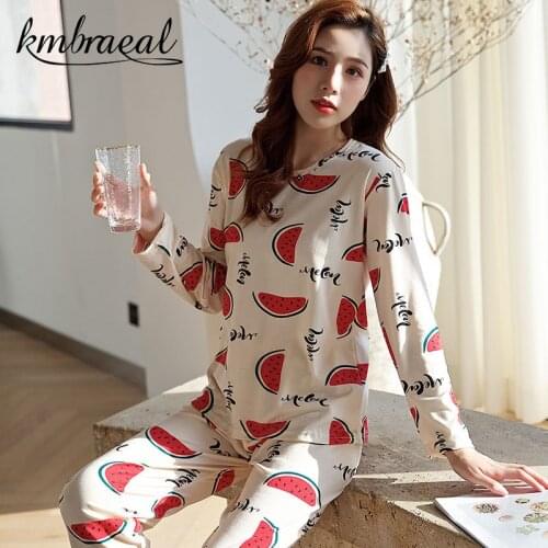 Womens Pajamas Spring and Autumn Silk Long Sleeve Sleepwear Milk Cartoon Nightwear Can Wear Students Household To Take 2 Pieces
