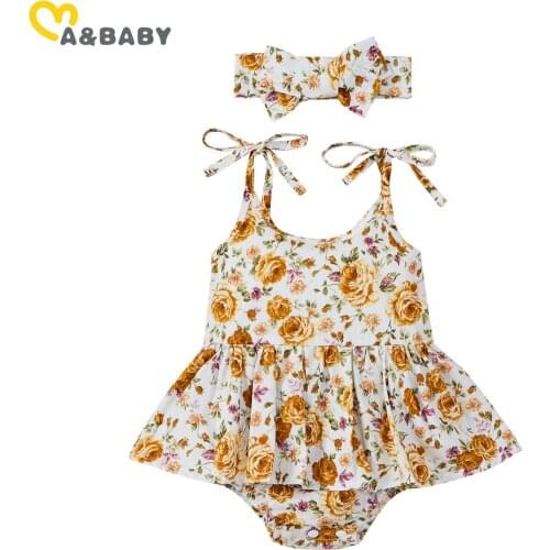 Ma&Baby 0-24M Summer Vintage Flower Newborn Infant Baby Girl Rompers Sleeveless Ruffles Jumpsuit Playsuit Sunsuit Clothing
