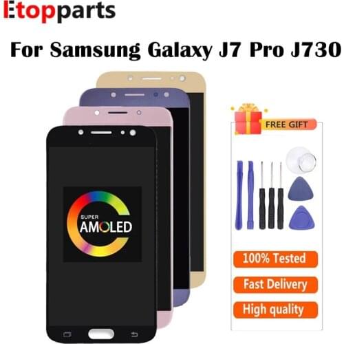 AMOLED J730 LCD For Samsung J7 2017 Display J730 J730F LCD Display With Touch Screen Digitizer Assembly J7 Pro Display