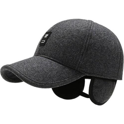 Winter Mens Warm Baseball Caps Cold-proof Sports Cap Snapback Cap Adjustable Size Earmuffs Hat For Men Ear Protection Dads hat