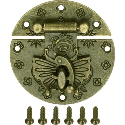 1Pcs Antique Bronze Butterfly Hasp Lock Vintage Alloy Buckle Decor Old Fashion Chinese style Jewelry Chest