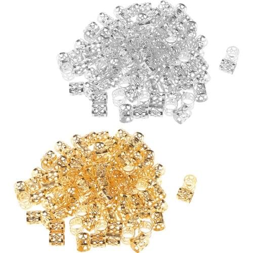 100pcs Adjustable Silver Golden Hair Beads Braids Beads Dread Lock Metal Hair Cuffs For Dreadlocks Hair Braid Tubes Clip Kids Wo