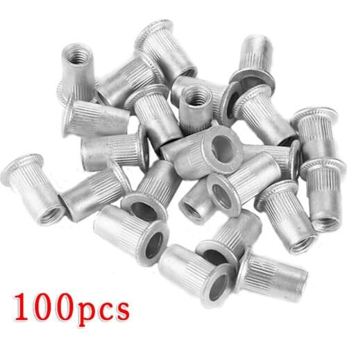 100 Pcs Steel Aluminum Thread Rivet Nut Insert Nutsert Cap M4 M5 M6 M8 Flat Head Threaded Rivet Set